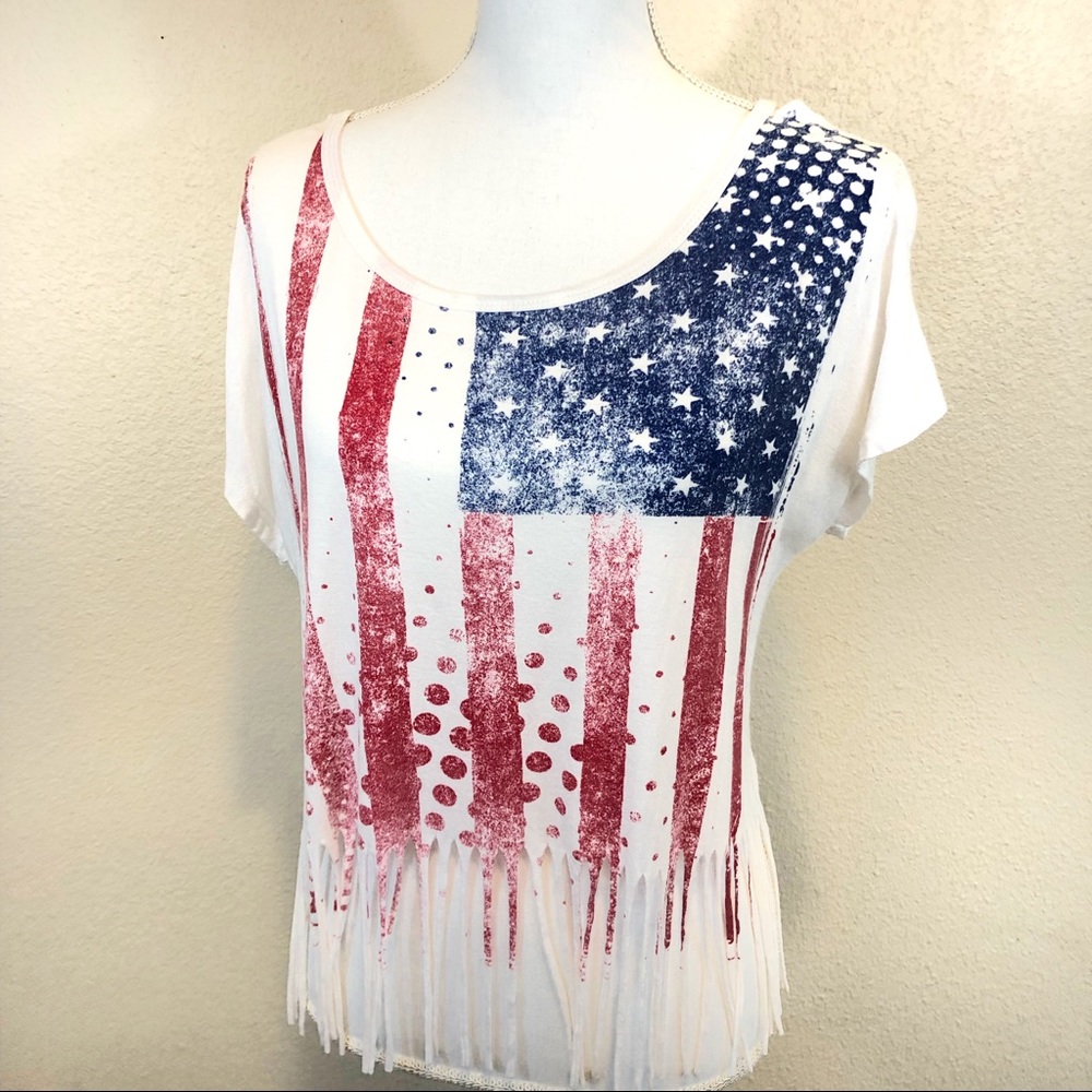 BOGO USA flag fringe top